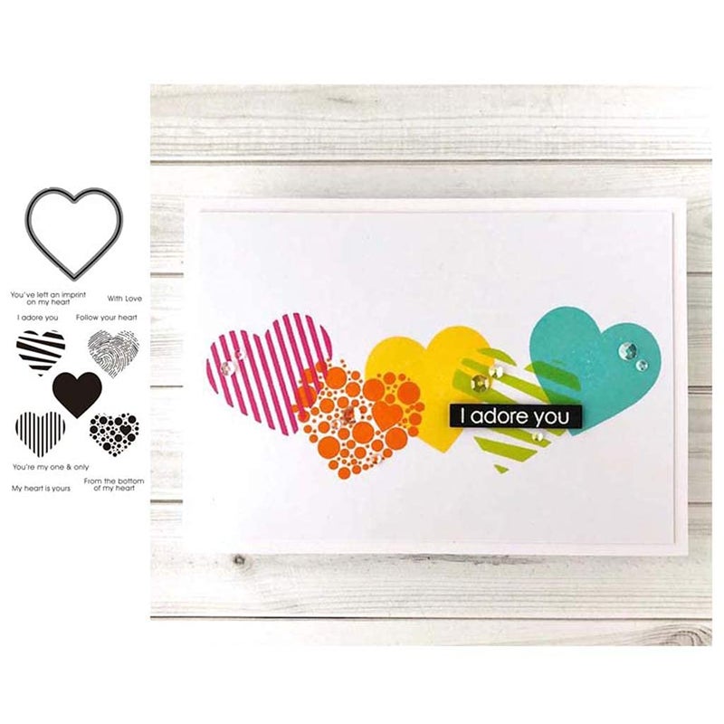 Lottoyday Heart Shape Silicone Clear Stamp and Die Sets for Card Making, DIY Embossing Photo Album Decorative Craft - Image 1